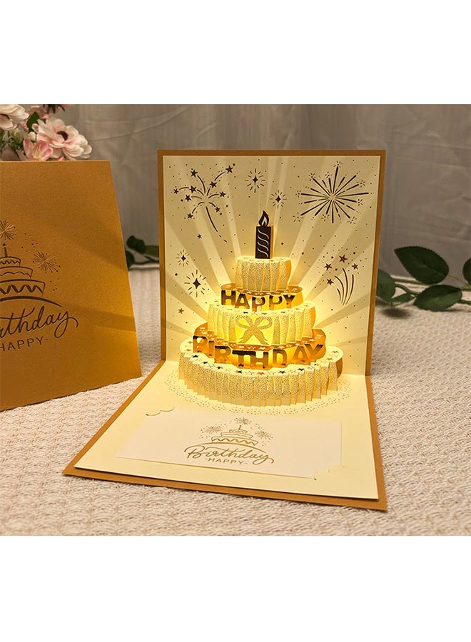 با لوف بطاقات عيد ميلاد ثلاثية الأبعاد، بطاقة عيد ميلاد مع موسيقى وإضاءة LED دافئة، بطاقات تهنئة موسيقية، هدية للنساء، الأم، الزوجة، الأخت، الفتاة - Image 3
